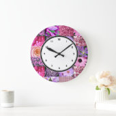 Pink Fotografie Collage Wanduhr mit Zahlen (Zuhause)