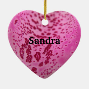 Pink Foxglove Petal Heart Custom Keramik Ornament