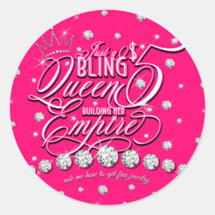 Pink Frag mich, wie man kostenloses Bling-Kronensc Runder Aufkleber