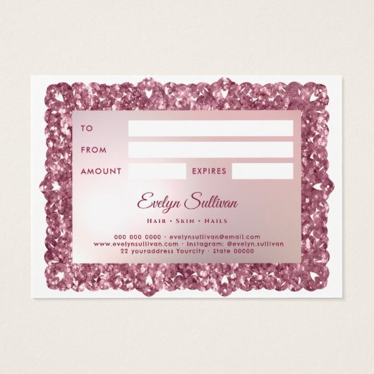 Pink Frame Bow Geschenkkarte (Rückseite)