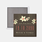 Pink Frangipani Beach Wedding Save the Date Magnet (Vorderseite/Rückseite)