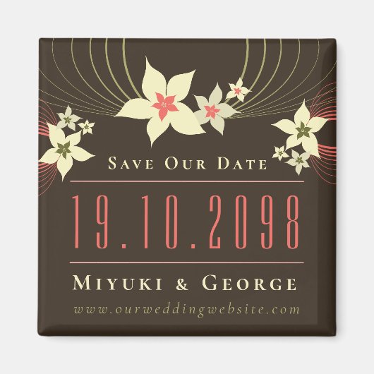 Pink Frangipani Beach Wedding Save the Date Magnet (Vorne)