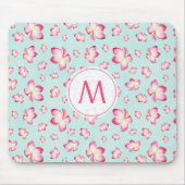 Pink Frangipani Monogram Aqua Mousepad (Vorne)