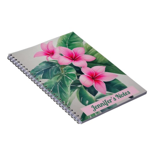 Pink Frangipani Personalisiertes Notebook Notizblock (Rechte Seite)