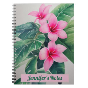 Pink Frangipani Personalisiertes Notebook Notizblock