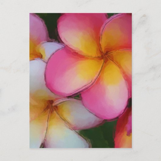 Pink Frangipani Plumeria Blume Postkarte (Vorderseite)