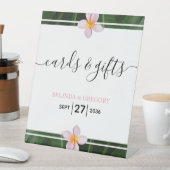 Pink Frangipani Plumeria Wedding Cards & Gifts Sockelschild (In Situ)