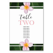 Pink Frangipani Plumeria Wedding Guest Names Tischnummer (Rückseite)