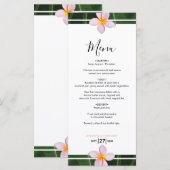 Pink Frangipani Plumeria Wedding Menükarte (Vorne/Hinten)