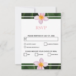Pink Frangipani Plumeria Wedding RSVP Cards Karte