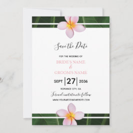 Pink Frangipani Plumeria Wedding Save the Date
