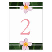 Pink Frangipani Plumeria Wedding Tischnummer (Rückseite)