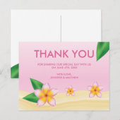 Pink Frangipani Tropical Wedding Vielen Dank Postkarte (Vorne/Hinten)
