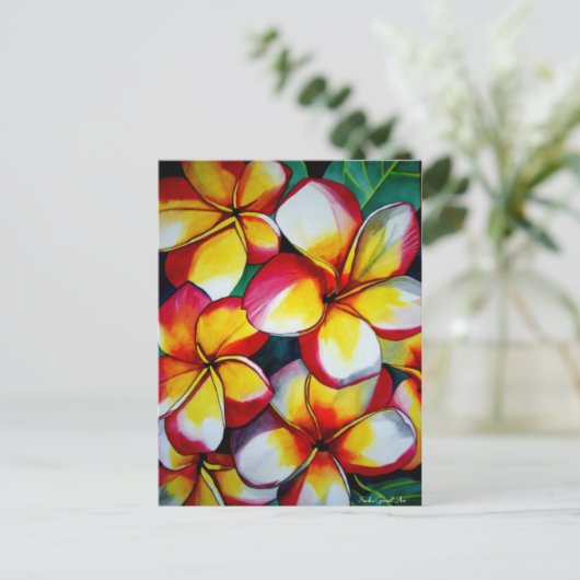 Pink Frangipanis Postkarte von Sacha Grossel Art (Stehend Vorderseite)