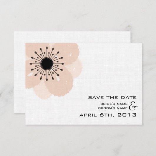 Pink Französisch Anemone Moderne Hochzeit retten d Save The Date (Vorne/Hinten)