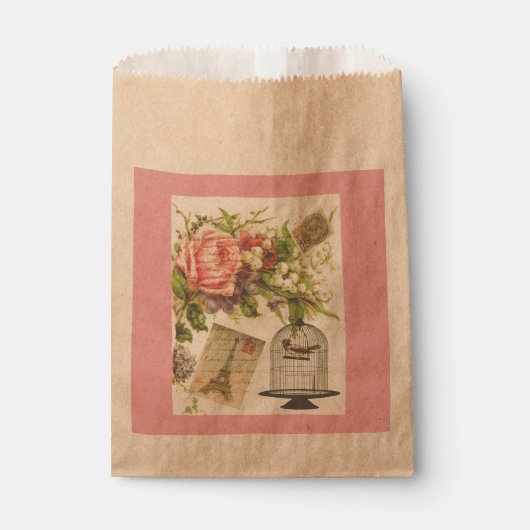 Pink Französisch Thema Vintag Paris Gefallen Tasch Geschenktütchen (Vorderseite)