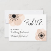 Pink French Anemone Wedding RSVP (Vorderseite)