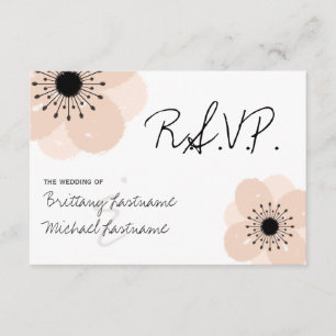 Pink French Anemone Wedding RSVP Karte