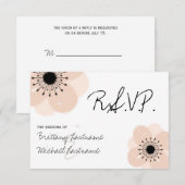 Pink French Anemone Wedding RSVP Karte (Vorne/Hinten)