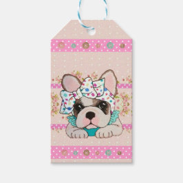 Pink French Bulldog-Geschenkkarte Geschenkanhänger