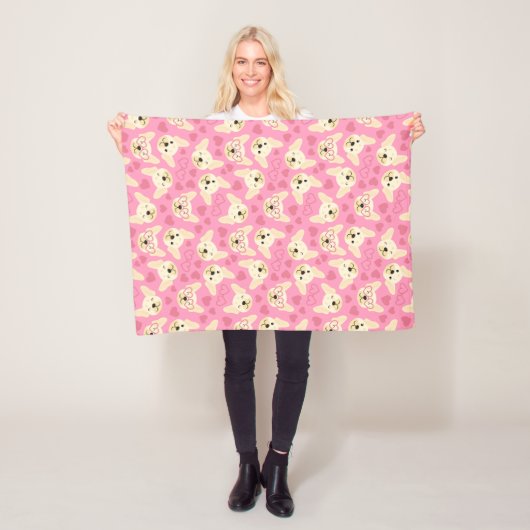 Pink French Bulldog Liebe Pattern Fleecedecke (Beispiel)