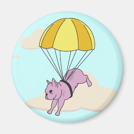 Pink French Bulldog Umbrel Fun Magnet (Vorne)