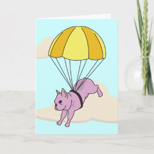Pink French Bulldog Umbrella Spaß Danke Karte