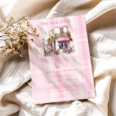 Pink French Café Brautparty Einladung