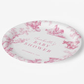Pink French Country Farm Animal Girl Baby Dusche Pappteller (Schrägansicht)