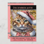 Pink French Kitty Holiday Niedlich Jährliche Weihn Einladung (Vorne/Hinten)