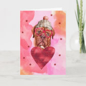 Pink French Mastiff Valentine's Day Gift Dog Card Karte (Vorderseite)