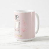 Pink French Parfüm Flasche Chic Monogram Personal Kaffeetasse (VorderseiteRechts)