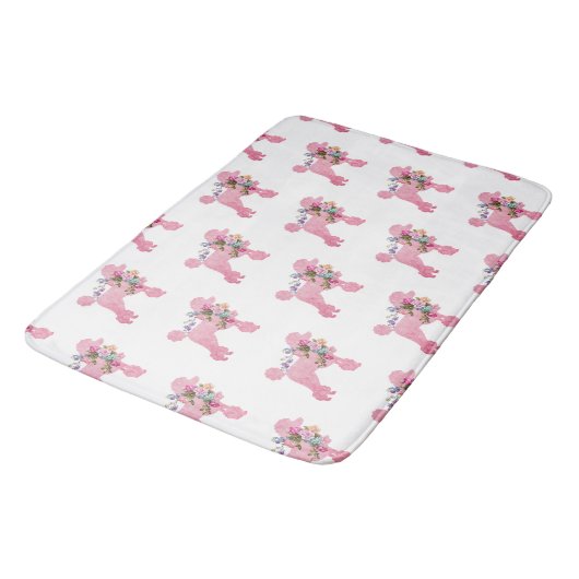 Pink French Poodle Akzent Badematte (Schrägansicht)