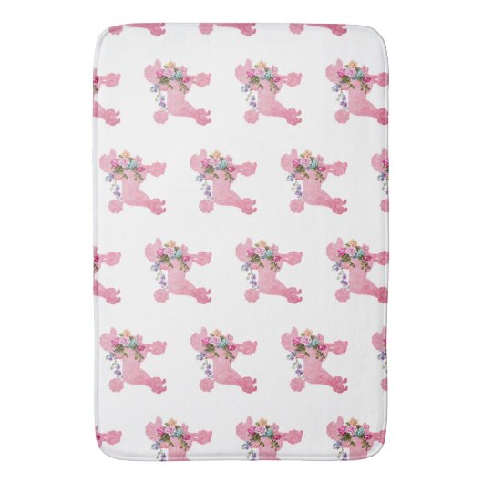 Pink French Poodle Akzent Badematte (Vorderseite Vertikal)