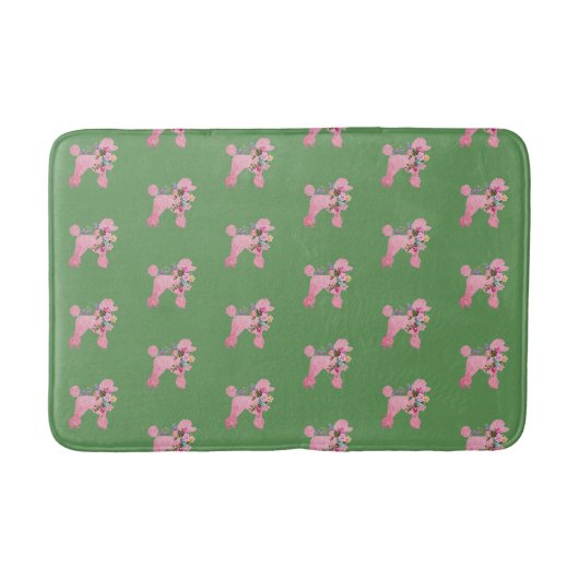 Pink French Poodle auf Green Badematte (Vorderseite)