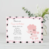 PINK FRENCH POODLE Ooh la 12x18 Birthday Einladung (Stehend Vorderseite)