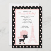 PINK FRENCH POODLE Ooh la 12x18 Birthday Einladung (Vorderseite)