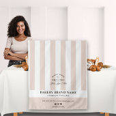 Pink French Stripes Bakery Logo Table Runner  Wandteppich