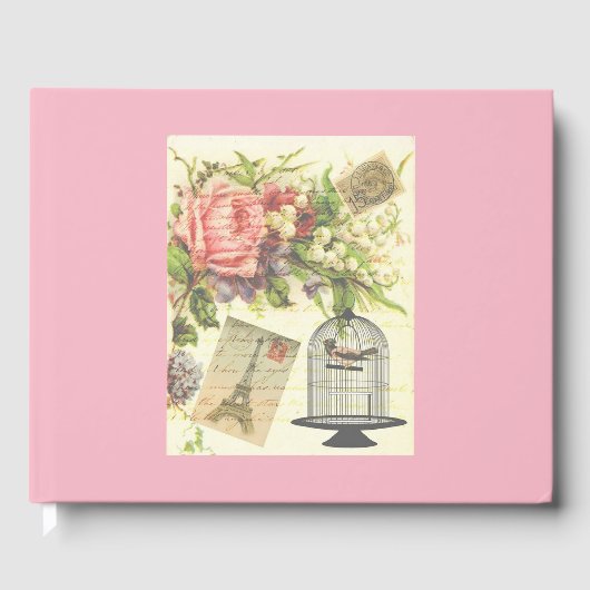 Pink French Theme Vintag Paris Gästebuch (Vorderseite)