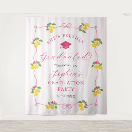 Pink Freshly Lemon Citrus Graduation Decor Wandteppich