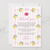 Pink Freshly Lemon Citrus Graduation Party Dankeskarte (Vorderseite)