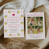 Pink Freshly Lemon Citrus Graduation Party Einladung