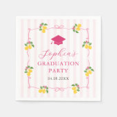 Pink Freshly Lemon Citrus Graduation Party Serviette (Vorderseite)