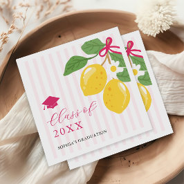 Pink Freshly Lemon Citrus Graduation Party Serviette