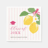 Pink Freshly Lemon Citrus Graduation Party Serviette (Vorderseite)