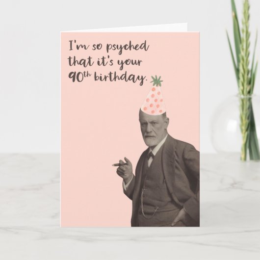 Pink Freud Funny 90. Geburtstag Karte (Vorderseite)