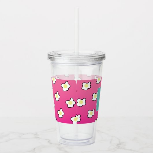 Pink Fried Eggs Ombre Monogram Custom Acryltrinkbecher (Rechts)