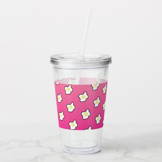 Pink Fried Eggs Ombre Monogram Custom Acryltrinkbecher (Rückseite)