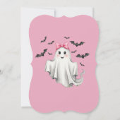 Pink Friendly Girl Ghost mit Fledermäusen Geburtst Einladung (Rückseite)