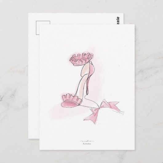 Pink Frilled High Heels Illustration Postkarte (Vorne/Hinten)